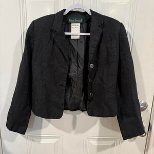 harvé benard 100% Linen Black Blazer Jacket Vintage Size 10